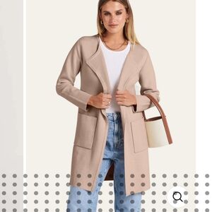 NWT & NIP Long Peach Khaki Colored Cardigan Sweater With Pockets